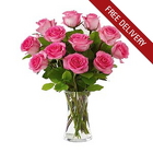 Valentines Pink Roses<br><b>Free Delivery</b>